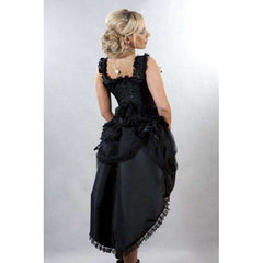 Suzanna Knee Length Lace Trim Black Taffeta Skirt