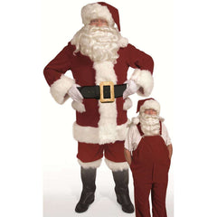 Crimson Velvet Deluxe Santa Suit with Matching Overalls Adult Costume