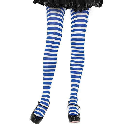 Nylon Stripe Tights O/S WHITE/BLUE